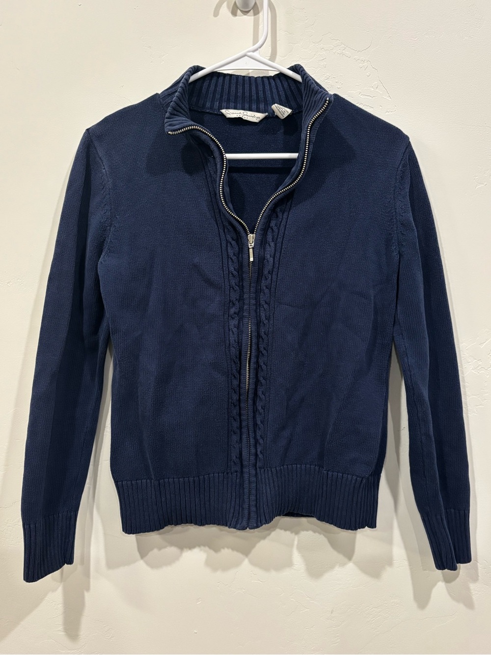 French Laundry Navy Full-Zip Knit Jacket